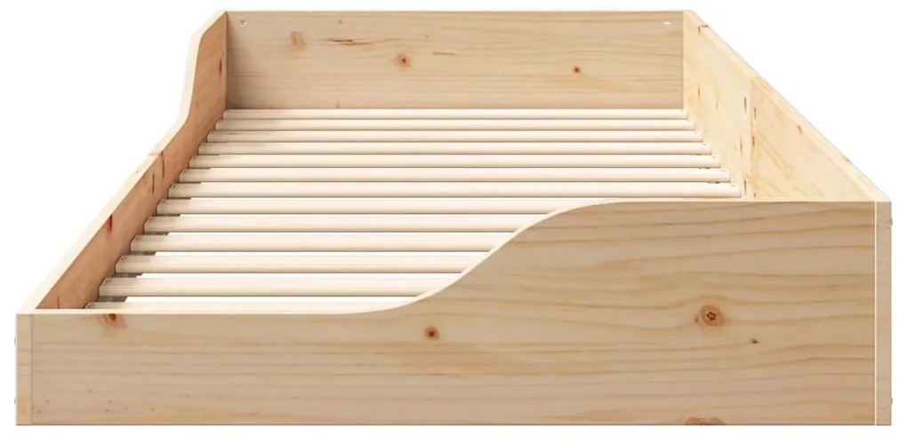 vidaXL Κρεβάτι δαπέδου Καφέ 90 x 210 cm Μασίφ ξύλο πεύκου