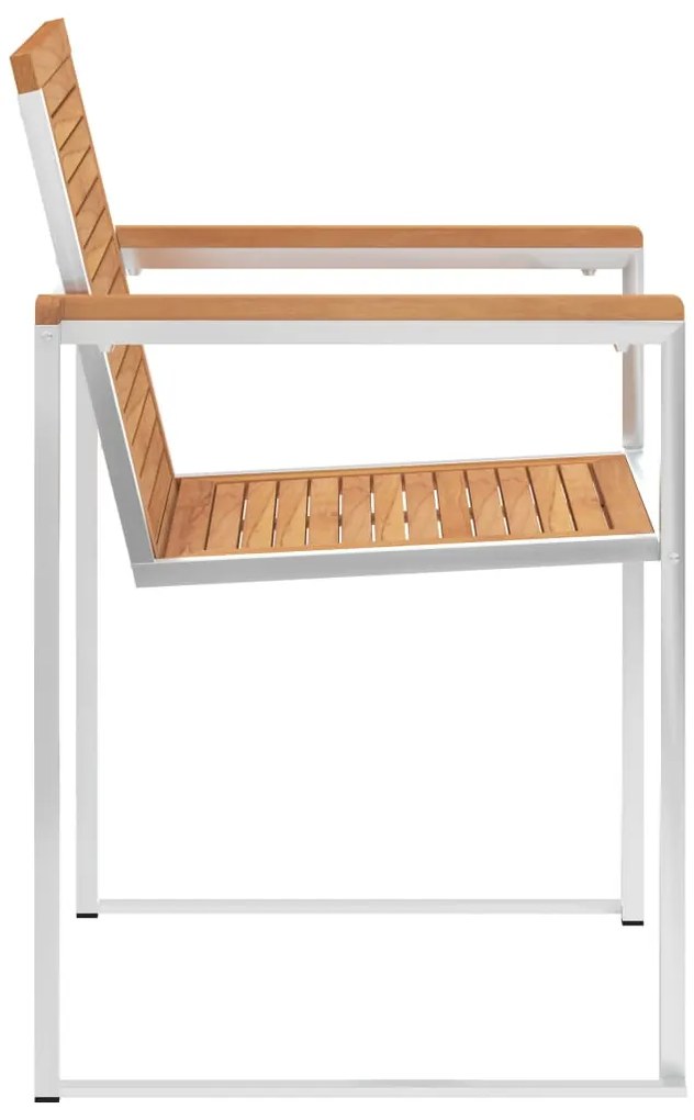 vidaXL Καρέκλες Κήπου 2 τεμ. από Μασίφ Ξύλο Teak/Ατσάλι με Μαξιλάρια