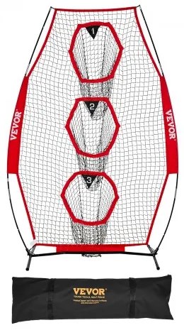 VEVOR 203.2 x 101.6mm Football Trainer Throwing Net, Training Throwing Target Practice Net with 3 Target Pockets, Knotless Net Includes Bow Frame and Portable Carry Case, Improve QB Throwing Accuracy