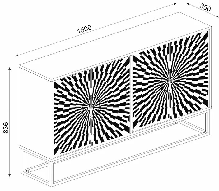 ΜΠΟΥΦΕΣ GRADEL MEGAPAP ΧΡΩΜΑ ΜΑΥΡΟ - ΑΣΠΡΟΜΑΥΡΟ 150X35X83,6ΕΚ.