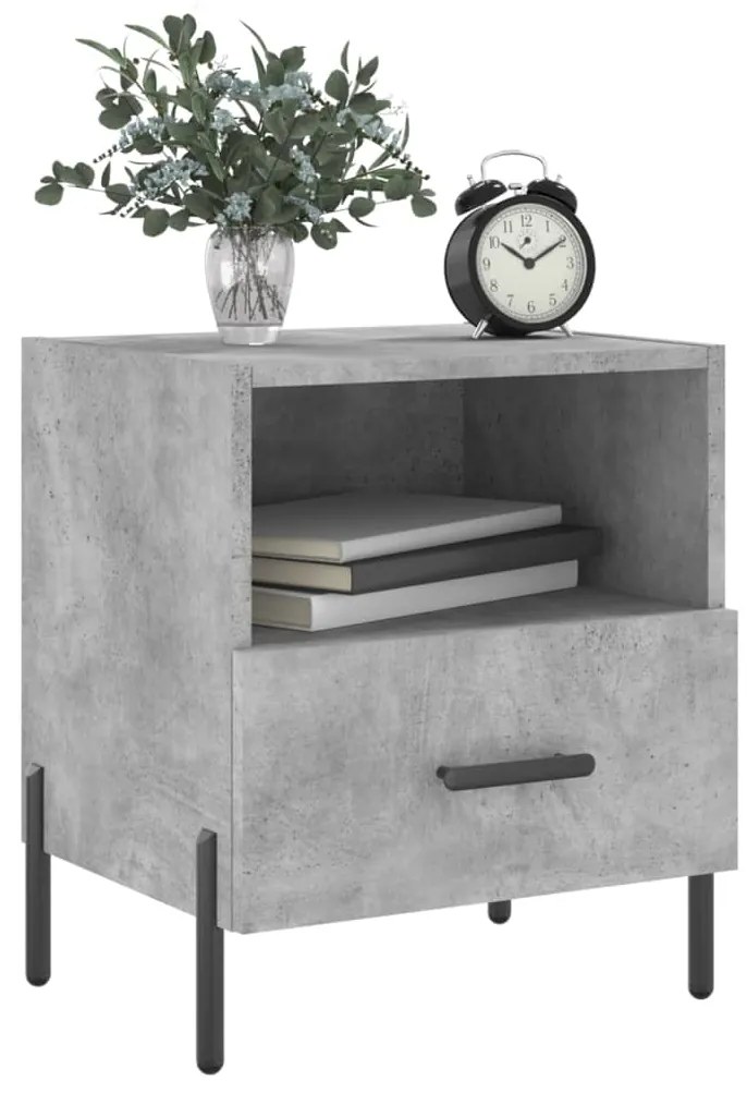 vidaXL Κομοδίνα 2 τεμ. Γκρι Σκυροδεμ. 40 x 35 x 47,5 εκ. Επεξεργ. Ξύλο