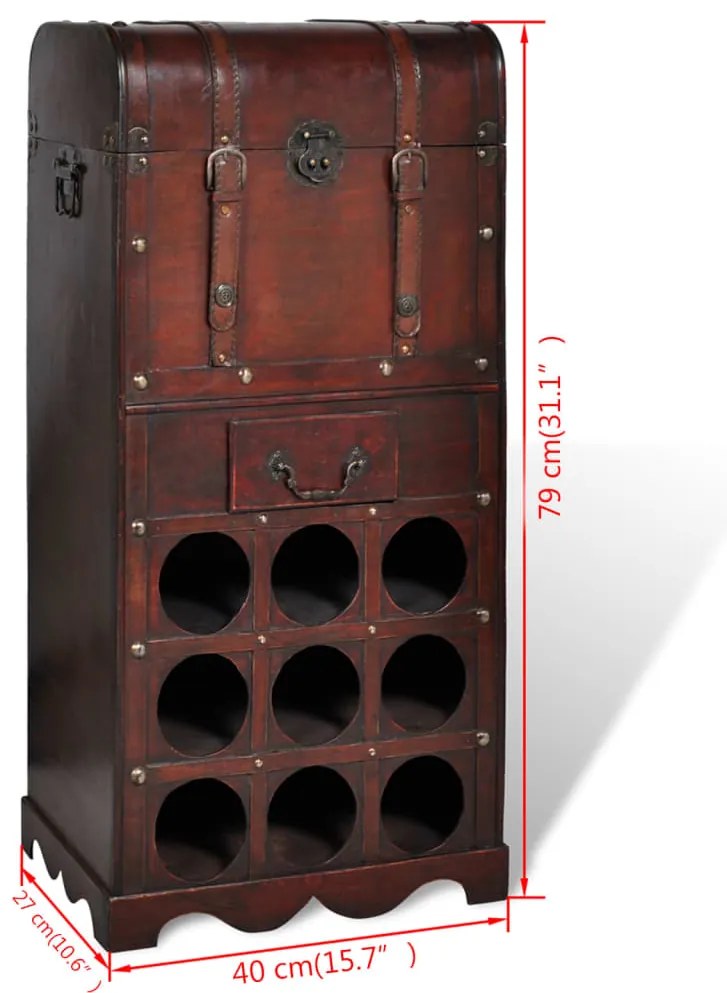 vidaXL Ραφιέρα Κρασιών με Αποθηκευτικό Χώρο για 9 Μπουκάλια Ξύλινη