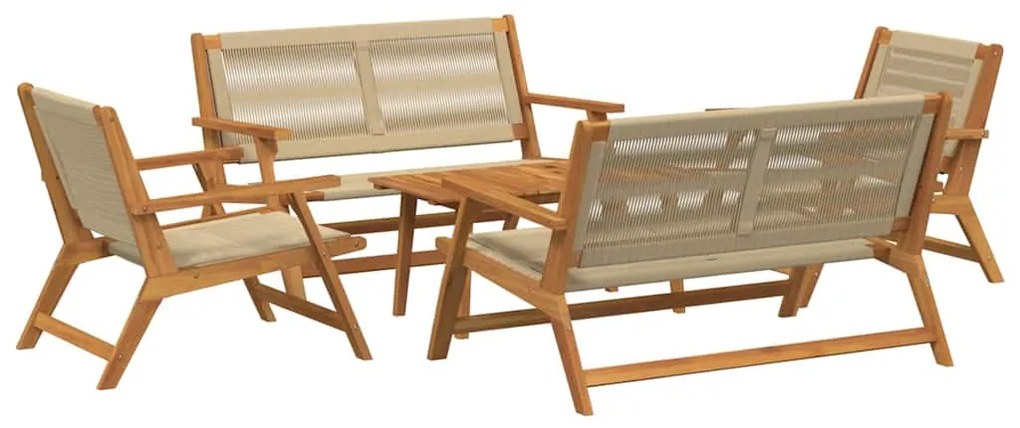 vidaXL Κήπου Καρέκλες με Τραπέζι 5 pcs Μπεζ 90 x 45 x 40 cm