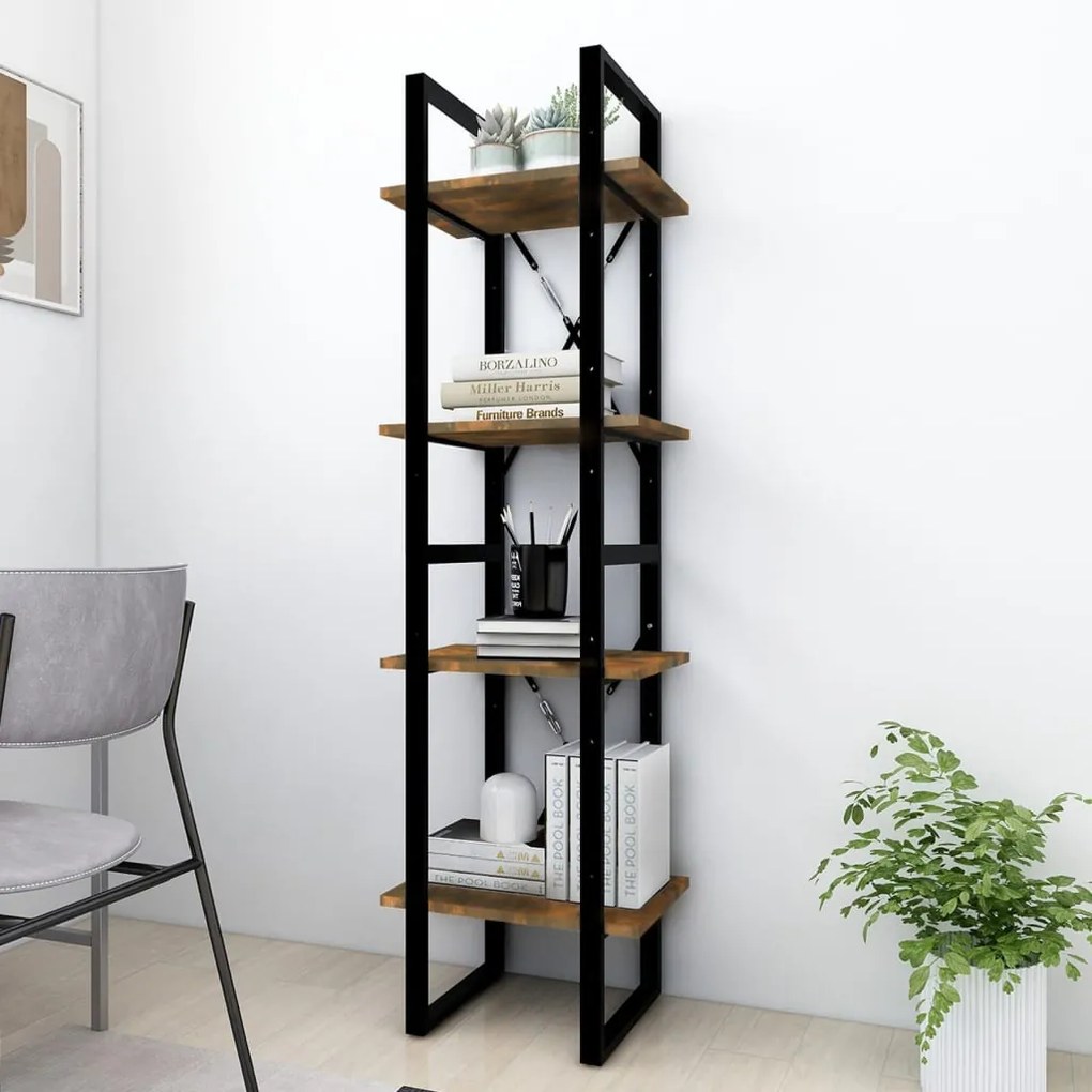 vidaXL Βιβλιοθήκη με 4 Ράφια Καπνιστή Δρυς 40x30x140 εκ. Επεξεργ. Ξύλο