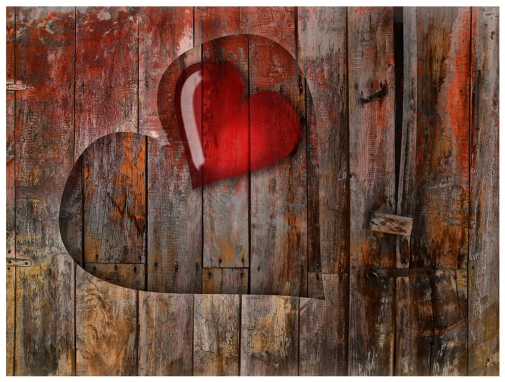 Φωτοταπετσαρία - Heart on wooden background 200x154