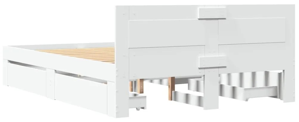vidaXL Πλαίσιο Κρεβατιού με κεφαλάριου Λευκό 120x190 εκ Επεξεργ. Ξύλο