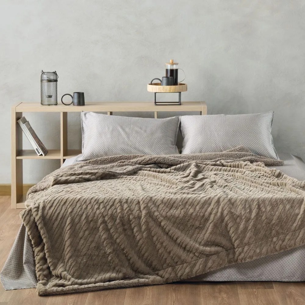 Κουβέρτα Lilibeth 43 Γούνινη Taupe Kentia Υπέρδιπλo 240x230cm Οικολογική Γούνα