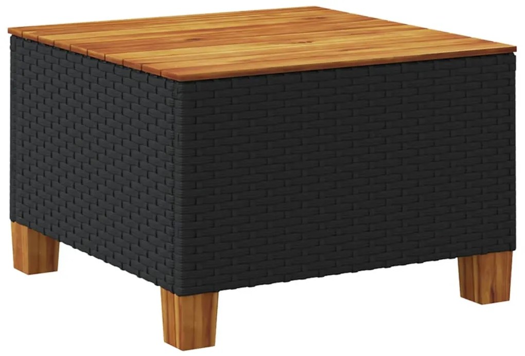 vidaXL Τραπέζι Κήπου Μαύρο 55x55x36 εκ. Συνθετικό Ρατάν/Ξύλο Ακακίας