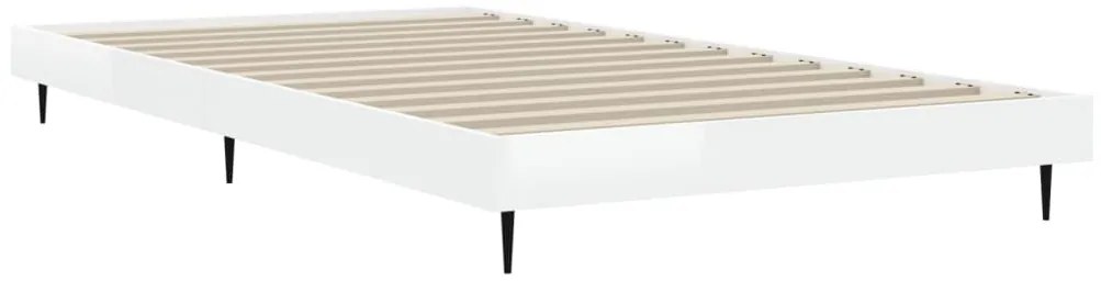 vidaXL Πλαίσιο Κρεβατιού Γυαλιστερό Λευκό 90x200 εκ Επεξεργ. Ξύλο