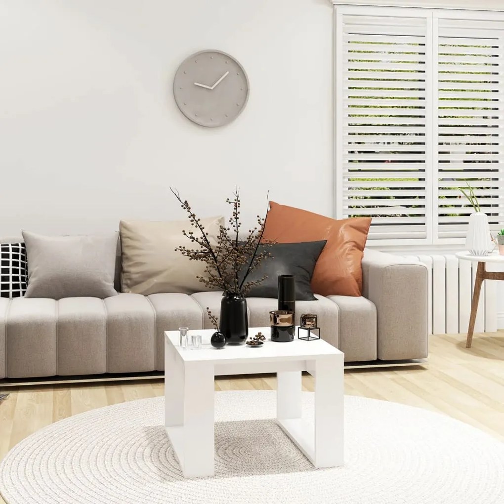 Τραπέζι Βοηθητικό Λευκό 50 x 50 x 35 εκ. από Επεξεργ. Ξύλο