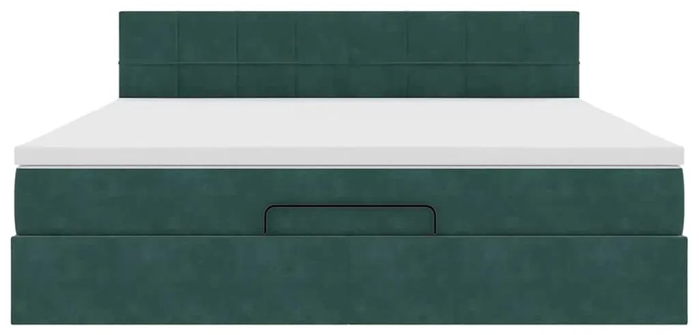 vidaXL Οθωμανικό κρεβάτι με στρώμα & LEDs Dark Green 180x200cm Velvet