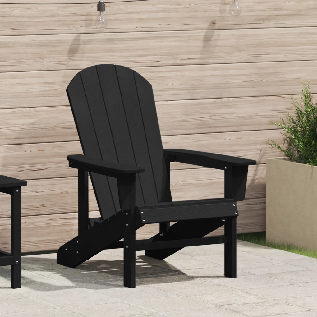 vidaXL Καρέκλα Adirondack Μαύρη 74x82x91 εκ. HDPE