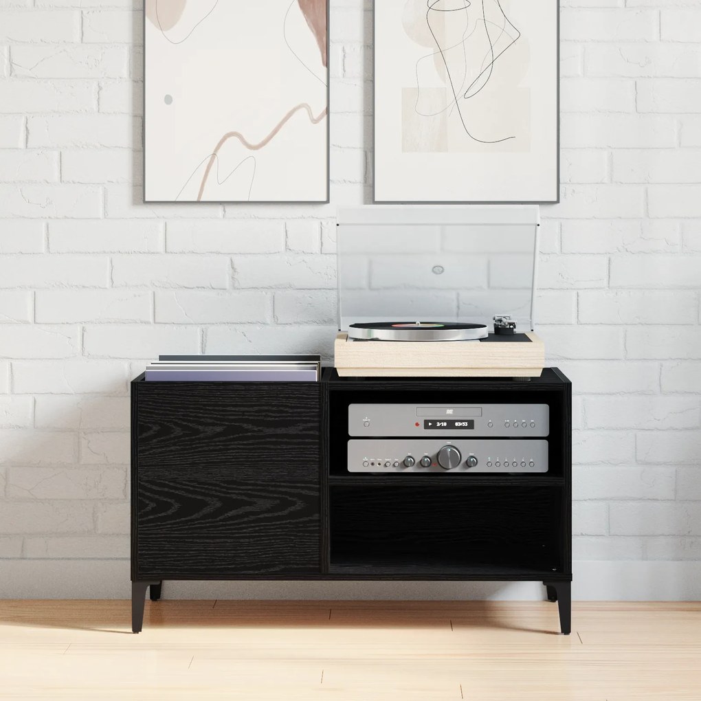 vidaXL Ντουλάπα Δίσκων Μαύρη Δρυς 84,5x38x48 εκ Επεξεργασμένο Ξύλο