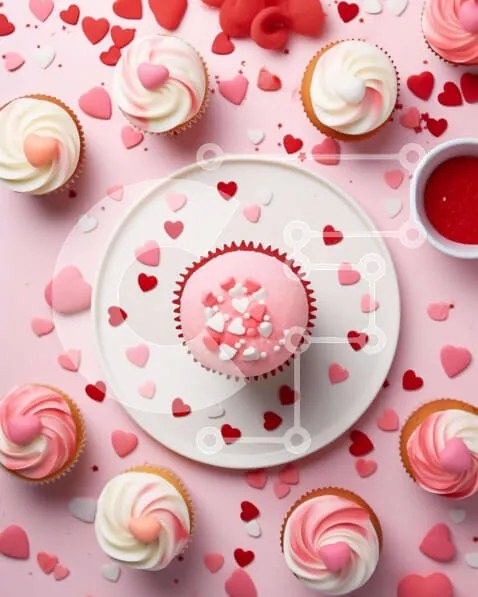 Intra Συλλεκτικό Ξύλινο Παζλ Plywood  4mm - Cupcakes με ροζ και λευκό πάγωμα σε ένα πιάτο Σε Ξύλινο Κουτί - Διαστάσεις: 10x10 cm – 25 κομμάτια