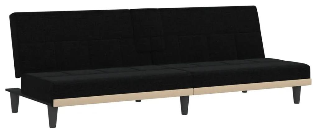 Καναπές Κρεβάτι με Ποτηροθήκη Μαύρος Υφασμάτινος - Μαύρο