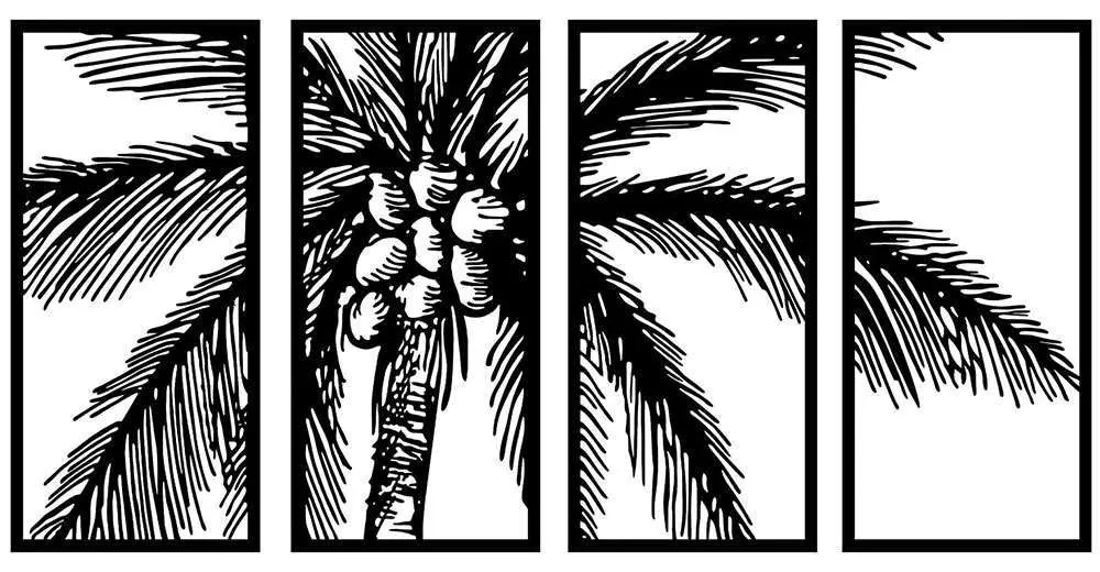 Διακοσμητικό Τοίχου Coconut Tree (Σετ 4Τμχ) 899SKL2378 34x70cm Black Wallity Metal