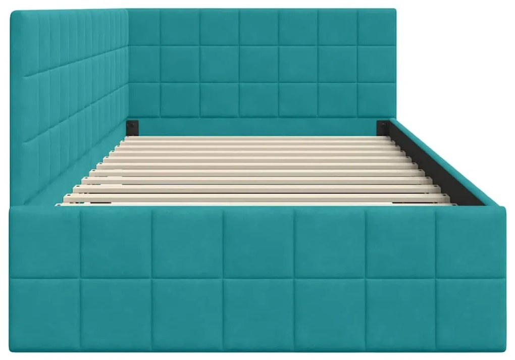 vidaXL Κρεβάτι Γωνίας με κεφαλάρι Τιρκουάζ 90 x 200 cm Βελούδο