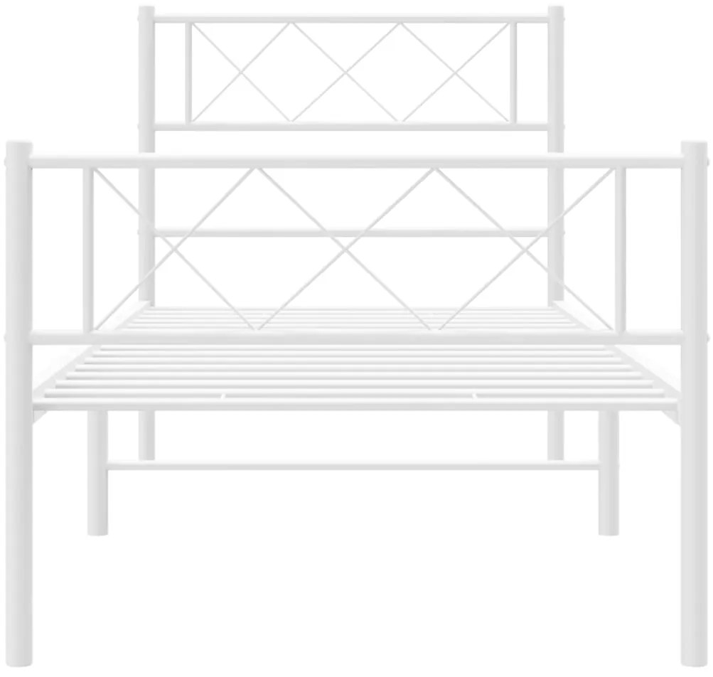 vidaXL Πλαίσιο Κρεβατιού με Κεφαλάρι/Ποδαρικό Λευκό 107x203 εκ Μέταλλο