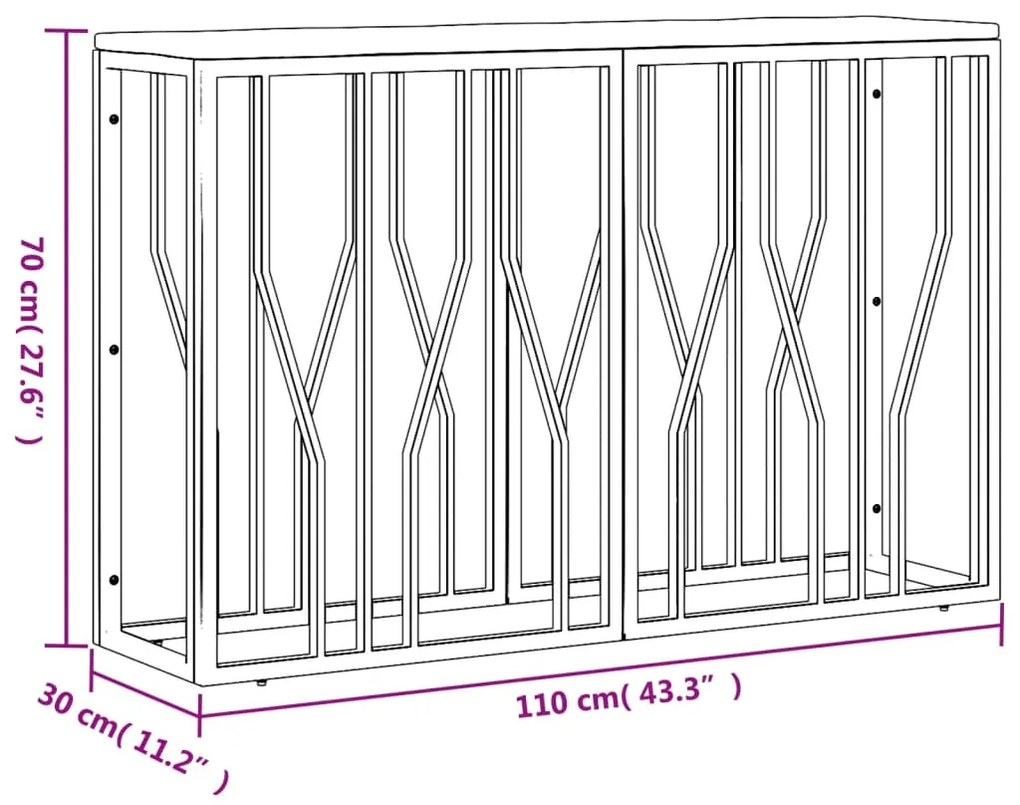 vidaXL Τραπέζι Κονσόλα Ανοξείδωτο Ατσάλι & Μασίφ Ανακυκλωμένο Ξύλο