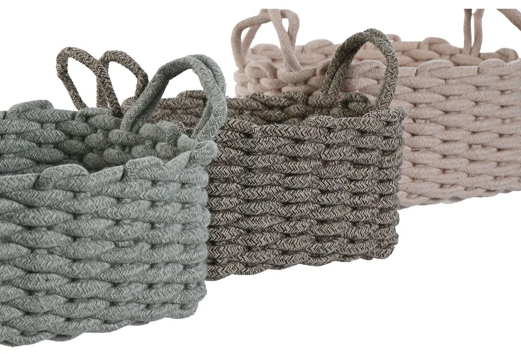 Σετ Καλαθιών Home ESPRIT Σχοινί 28 x 28 x 18 cm