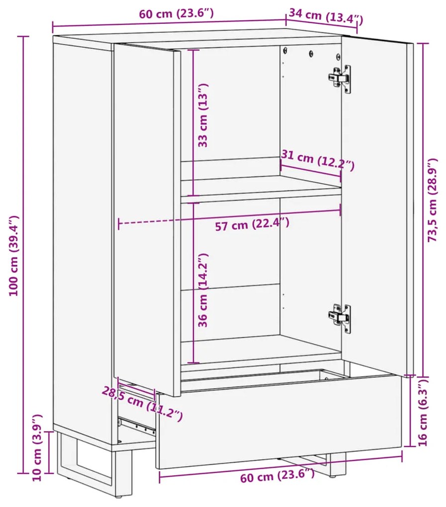 ΝΤΟΥΛΑΠΙ 60X34X100 ΕΚ. ΑΠΟ ΜΑΣΙΦ ΞΥΛΟ ΜΑΝΓΚΟ 377586