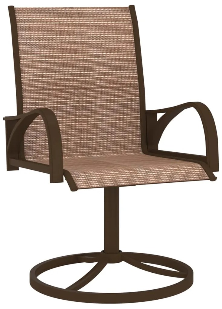 vidaXL Καρέκλες Κήπου Περιστρεφόμενες 2 τεμ. Καφέ από Ατσάλι/Textilene
