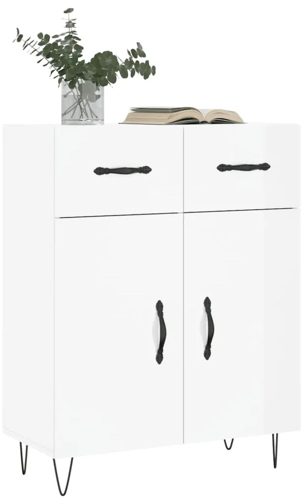 vidaXL Ντουλάπι Γυαλιστερό Λευκό 69,5x34x90 εκ. Επεξεργασμένο Ξύλο