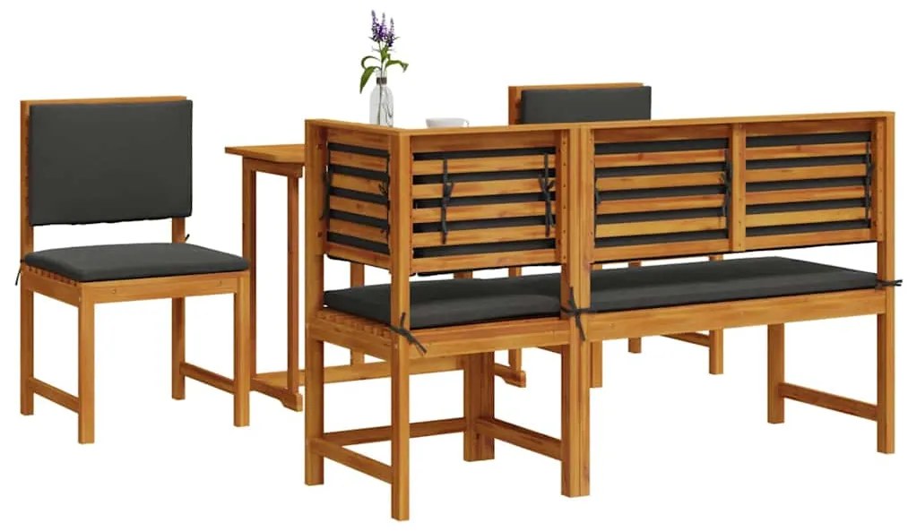 vidaXL Σετ Μπιστρό Κήπου 4 pcs Καφέ Μασίφ ξύλο ακακίας