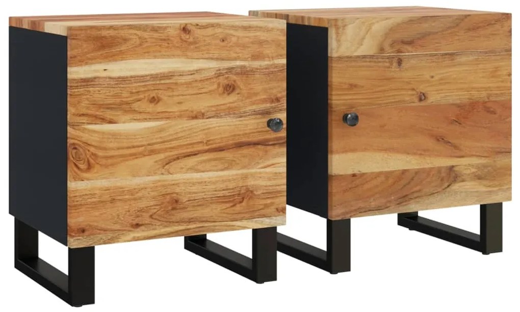 vidaXL Κομοδίνα 2 τεμ. 40 x 33 x 46 εκ. από Μασίφ Ξύλο Ακακίας