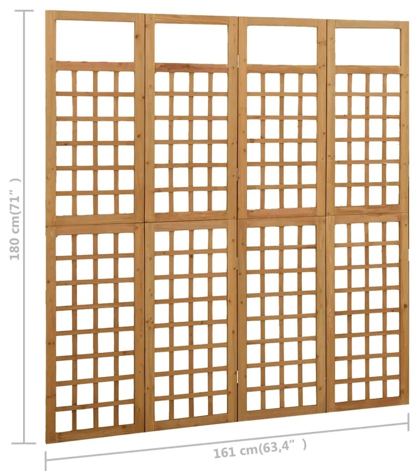 vidaXL Διαχωριστικό Δωματίου/Καφασωτό 4 Πάνελ 161x180 εκ Ξύλο Ελάτης