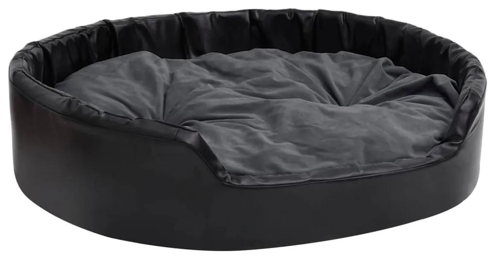 Κρεβάτι Σκύλου Μαύρο/Σκ. Γκρι 99x89x21 εκ. Βελουτέ/Συνθ. Δέρμα - Μαύρο