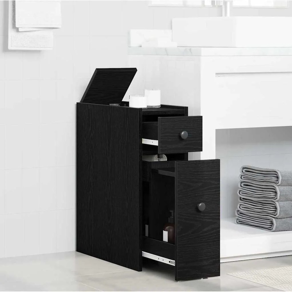 vidaXL Ναρός Ντουλάπι Μπάνιου Μαύρη δρυς 80 x 18 x 60 εκ