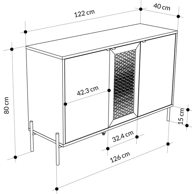 Μπουφές Naive Megapap χρώμα sapphire oak 126x40x80εκ.
