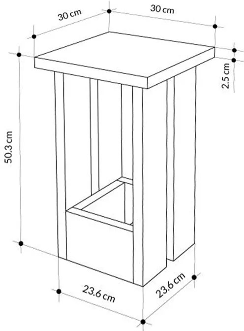 Τραπεζάκι βοηθητικό Tasos Megapap χρώμα sepet oak 30x30x50,3εκ.