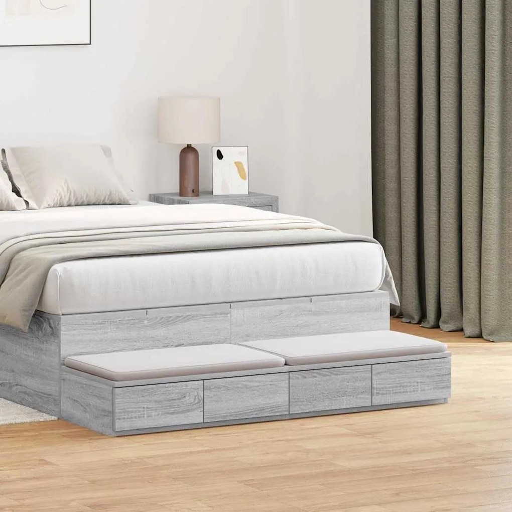 vidaXL Συρτάρια κρεβατιού με συρτάρι Γκρι sonoma 120 x 36.5 x 16.5 εκ