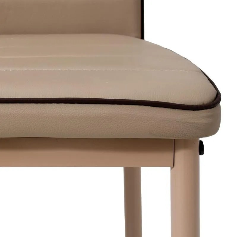 Καρέκλα C-001 Δερματίνη Μπέζ με Καφέ Ρίγα 42x43x97 εκ. 6αδα 42x43x97 εκ.