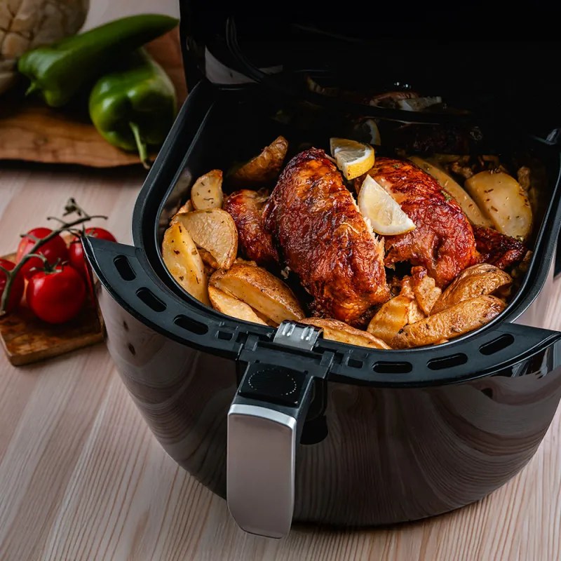Φριτέζα αέρος Oliver Voltz OV51980F, 1800W, 7.7 λίτρα, 8 προγράμματα, Χρονόμετρο, Μαύρο