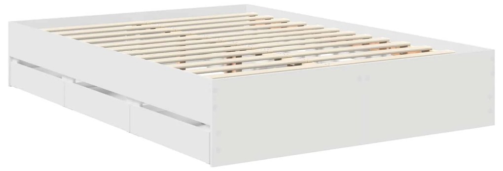 vidaXL Σκελετός Κρεβατιού Λευκό 140 x 190 cm Μηχανήματος Ξύλο