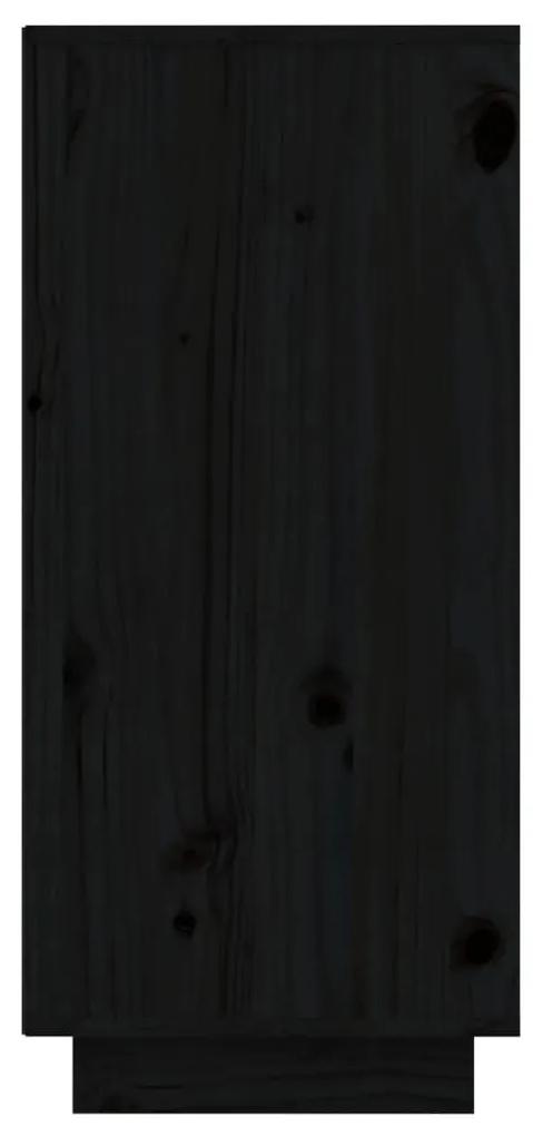 Ντουλάπι Μαύρο 60 x 34 x 75 εκ. από Μασίφ Ξύλο Πεύκου - Μαύρο