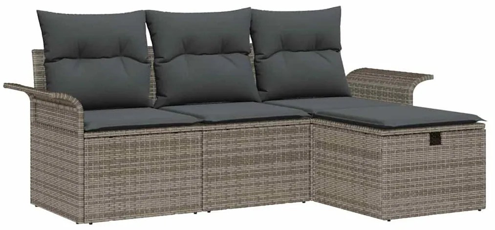 vidaXL Σετ Καναπέ Κήπου 4 pcs Γκρι 196 x 117 x 85 εκ. Πολυ ράταν