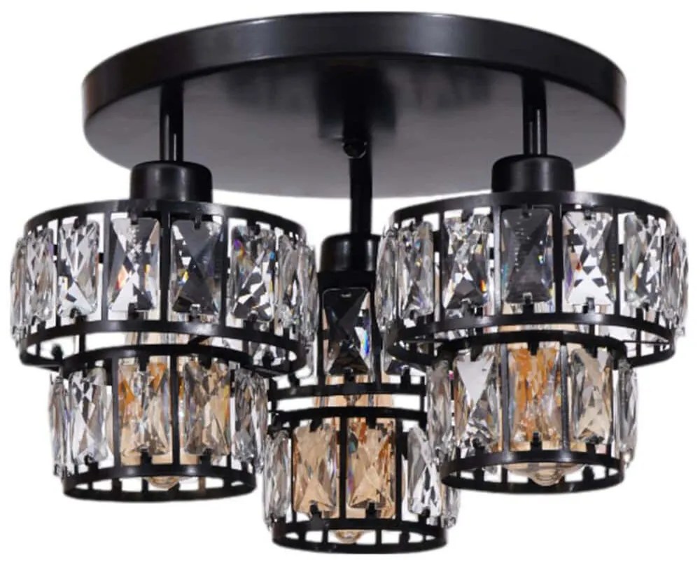 Φωτιστικό Οροφής - Πλαφονιέρα 534LUN5981 Φ30x23cm 3xE27 40W Black Opviq