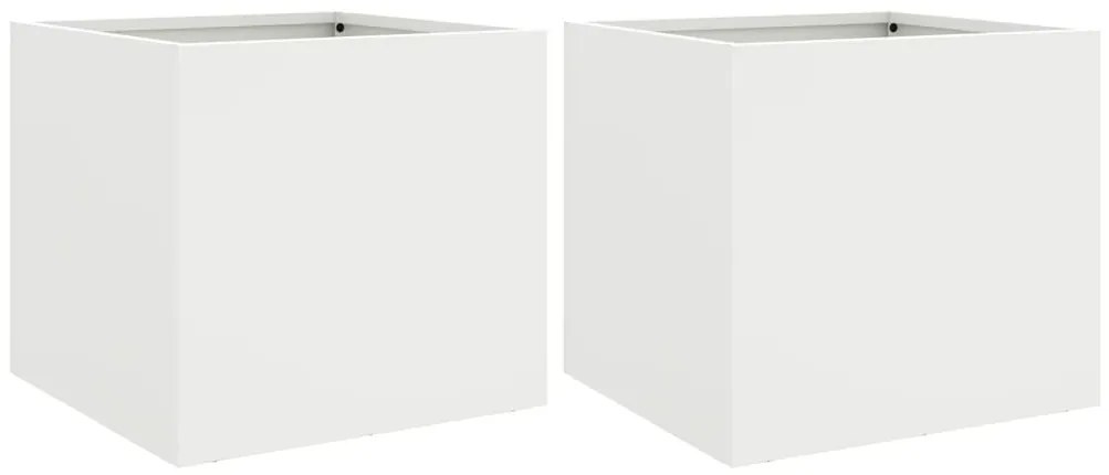vidaXL Ζαρντινιέρες 2 τεμ. Λευκές 32x30x29εκ. από Χάλυβα