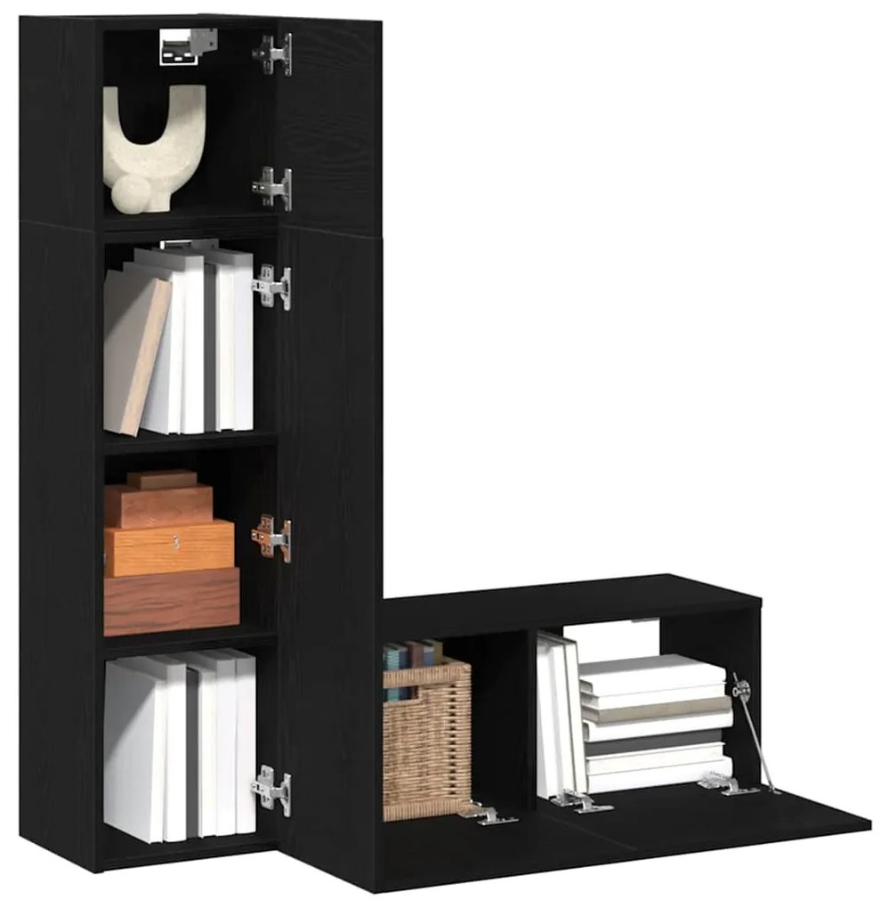 vidaXL Σετ επίπλου τηλεόρασης 3 pcs Μαύρη δρυς 130.5 x 30 x 140 εκ