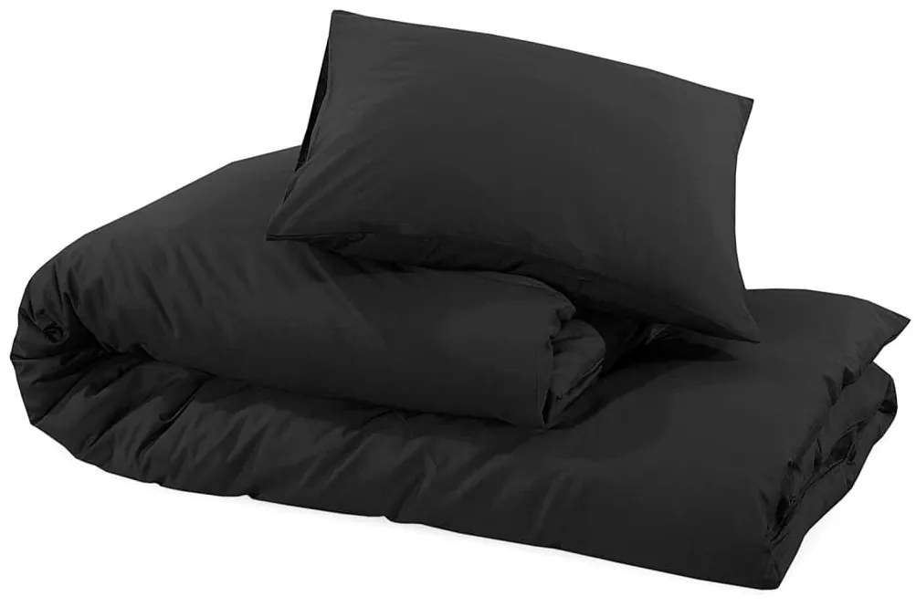 vidaXL Σετ Παπλωματοθήκης Μαύρο 260x220 εκ. Βαμβακερό