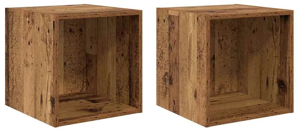 vidaXL Ντουλάπα Τοίχου με ράφι 2 pcs Παλαιό ξύλο 37 x 37 x 37 εκ
