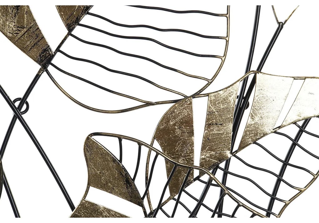 Διακόσμηση τοίχων DKD Home Decor Μαύρο Χρυσό Φύλλο φυτού 77 x 2,5 x 103 cm