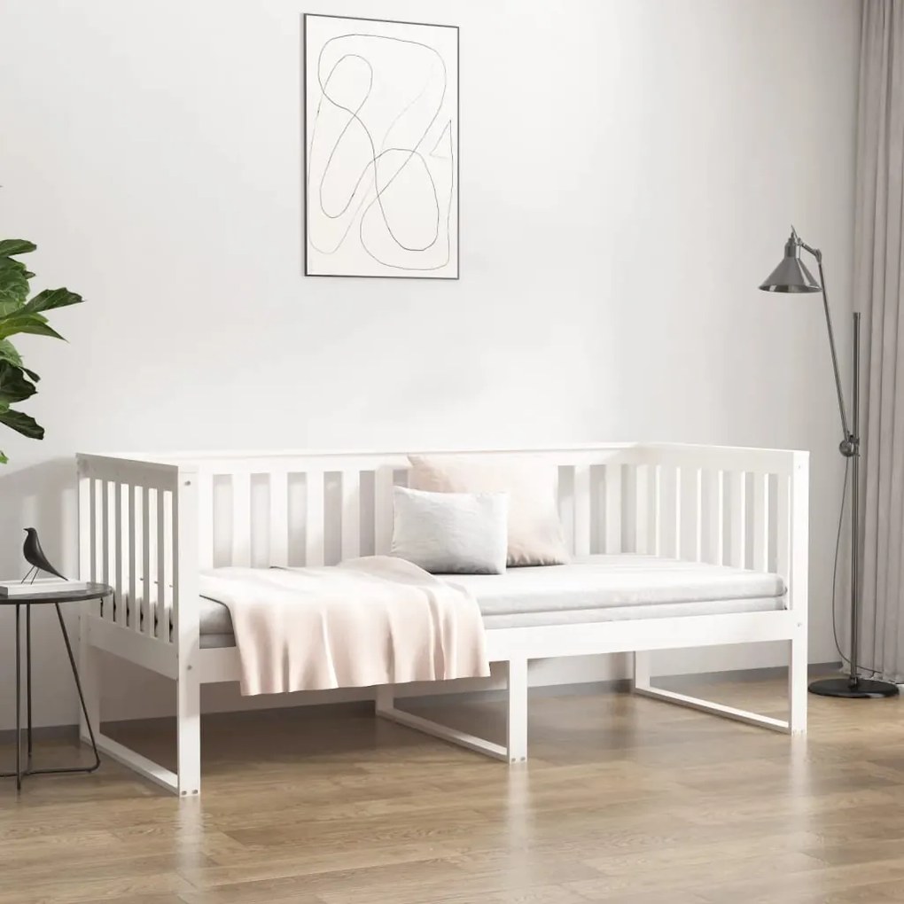 vidaXL Καναπές Κρεβάτι Χωρίς Στρώμα Λευκό 90x200 εκ. Μασίφ Ξύλο Πεύκου