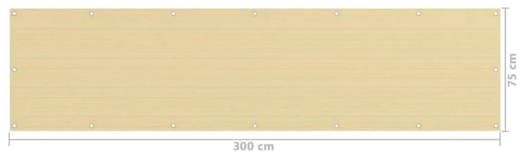 vidaXL Διαχωριστικό Βεράντας Μπεζ 75 x 300 εκ. από HDPE