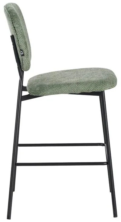 Σκαμπό μπαρ Cathair ύφασμα μπουκλέ λαδί και μαύρα μεταλλικά πόδια 48x54x100 εκ. 2αδα 48x54x100 εκ.