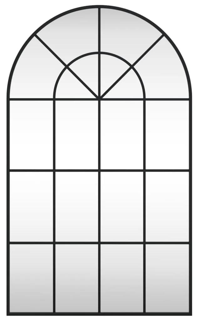 vidaXL Καθρέφτης Τοίχου Αψίδα Μαύρος 60 x 100 εκ. από Σίδερο